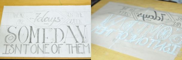 I do most of my lettering experiments on 11x17 graph paper.