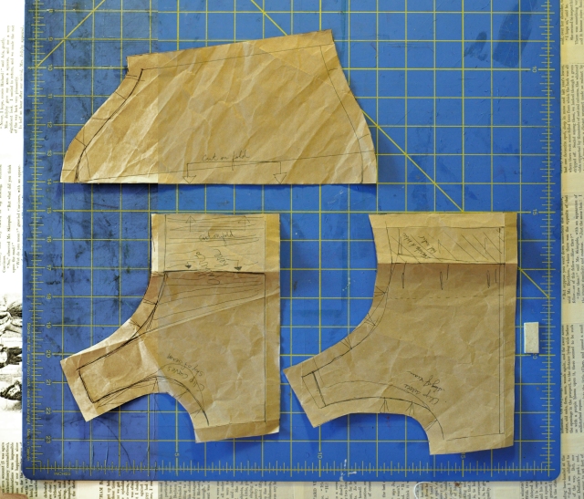 Bodice and sleeve pattern pieces 